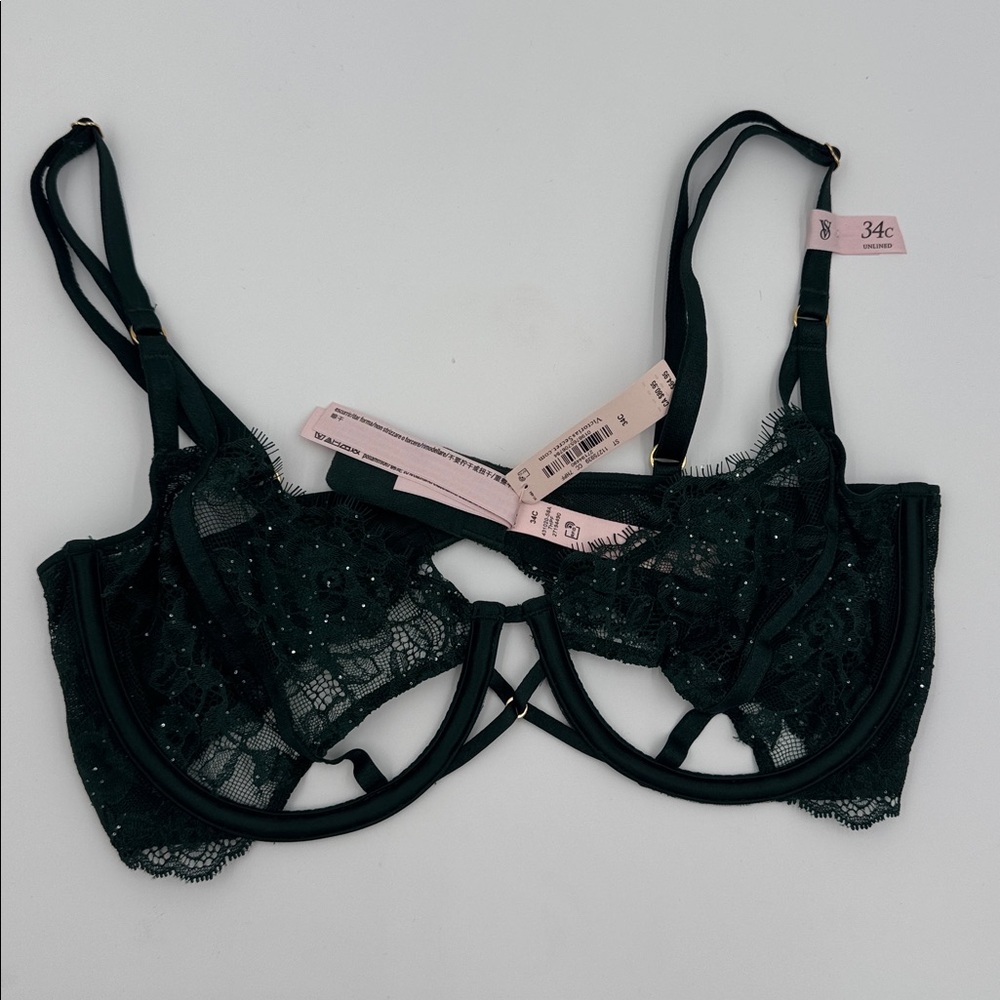 Victoria's Secret Emerald Lace rhinestone Bra
